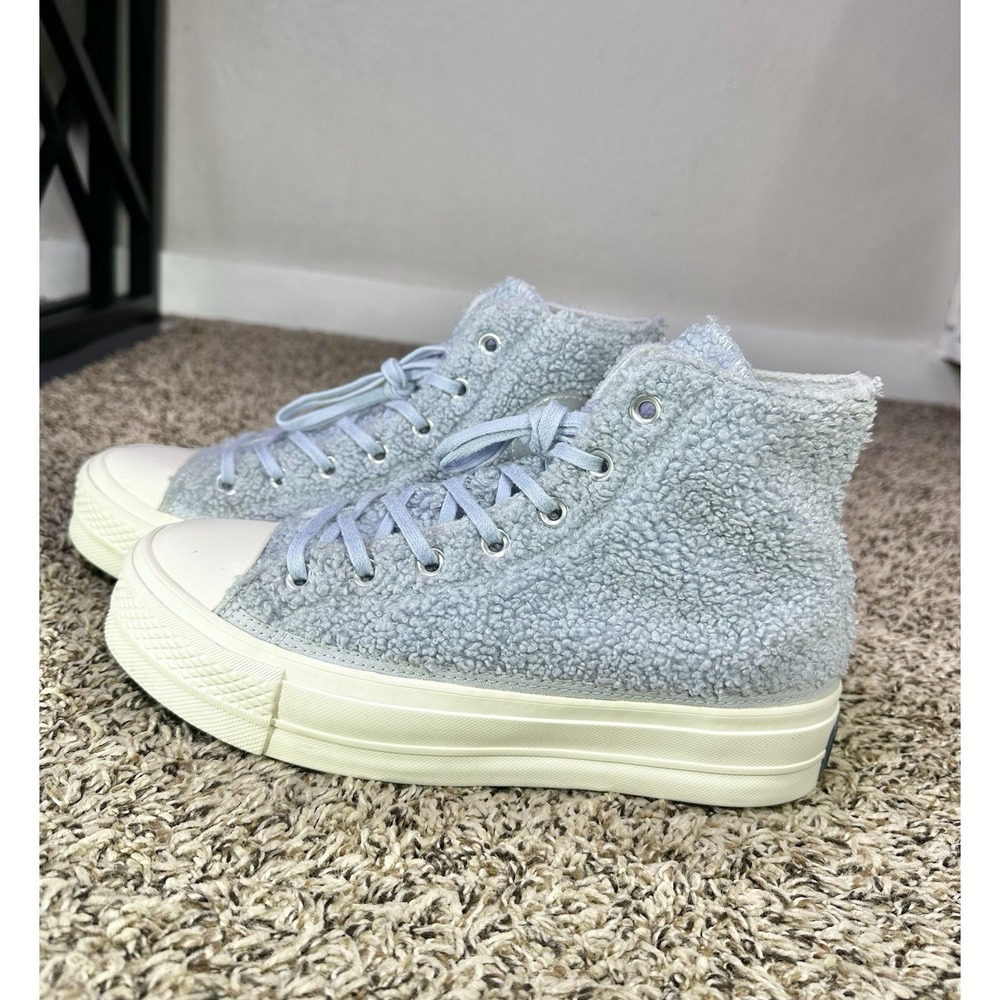 Converse Sherpa Platform Size 8.5 Chuck Taylor All Star High Cozy Womens Ghost
